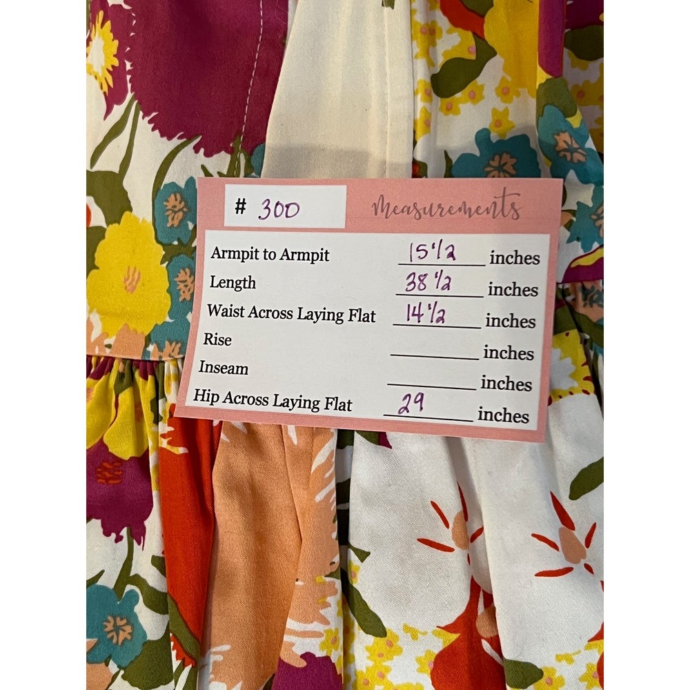 Aqua Strappy Bright Floral Sweetheart 100% Cotton Knee Length Dress Size L - Picture 9 of 9
